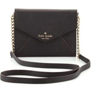 Kate Spade Black Leather Envelope Bag – Crossbody to Clutch